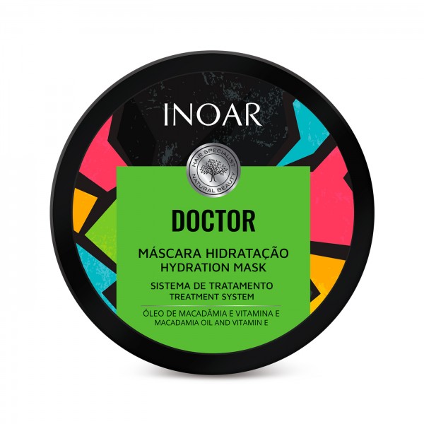 смотреть фотоЛікування волосся Олія Льону та Вітамін Е, Маска Inoar Doctor Hydration Mask, 250 g